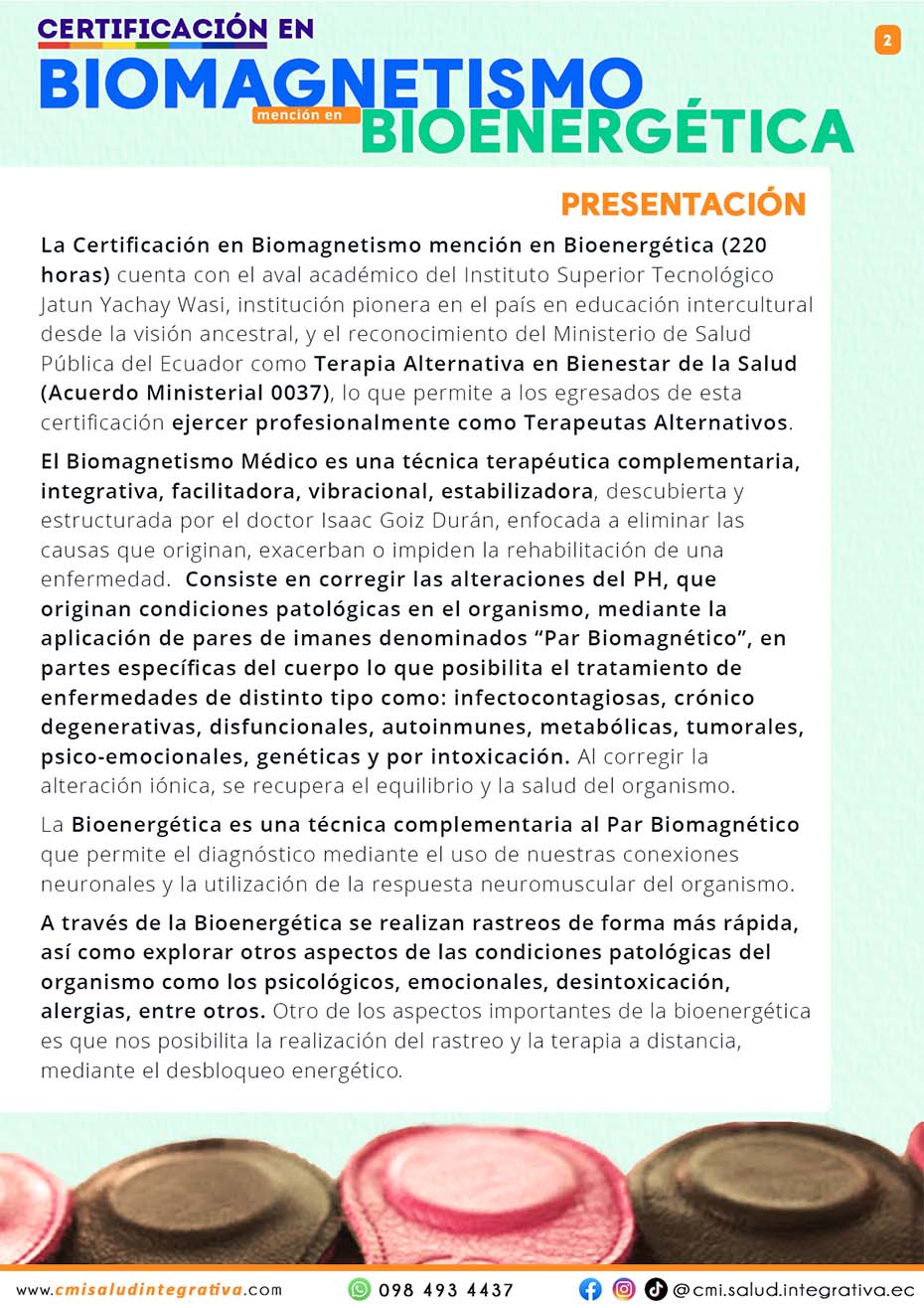 Certificaci N En Biomagnetismo Menci N En Bioenerg Tica Cmi