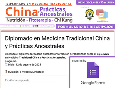 Diplomado en Medicina Tradicional China y Prácticas Ancestrales Formulario